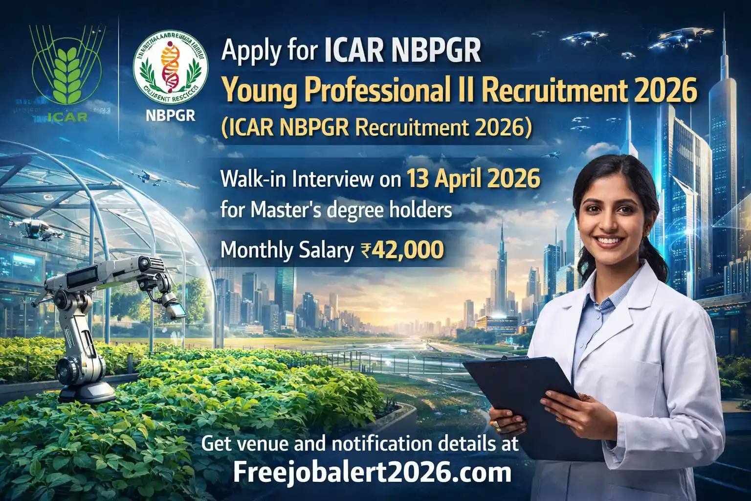 ICAR NBPGR Young Professional II Recruitment 2026 Notification and Walk-in Details Freejobalert2026