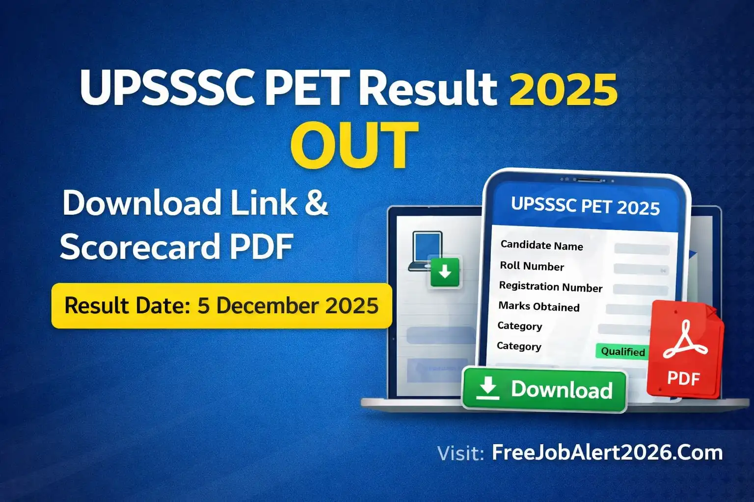 UPSSSC PET Result 2025 Download Link Scorecard PDF