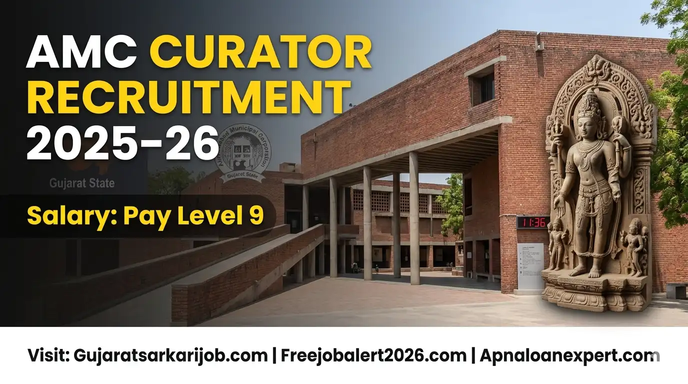 Official Poster for AMC Curator Recruitment 2025-2026 at Sanskar Kendra Museum Ahmedabad