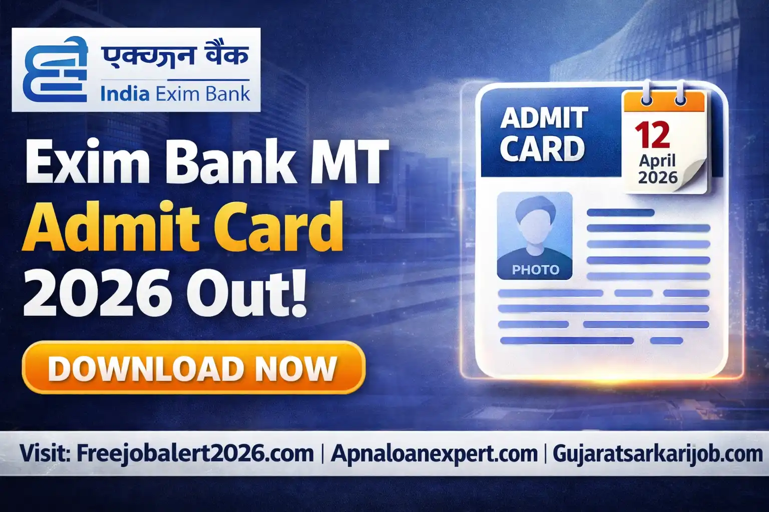 Exim Bank Deputy Manager Admit Card 2026 Download Portal