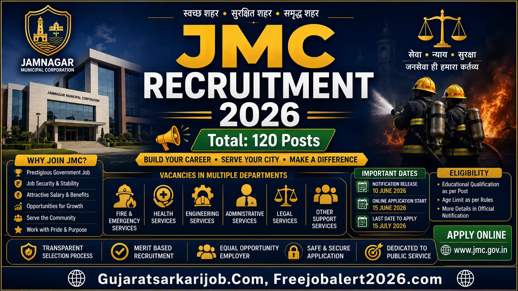 : jmc municipal recruitment announcement notice showing vacancy seats split and regulatory stamps